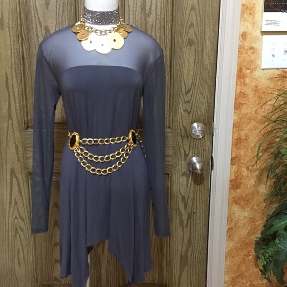 DKNY Asymmetric Mesh Tunic - Picture 2 of 6